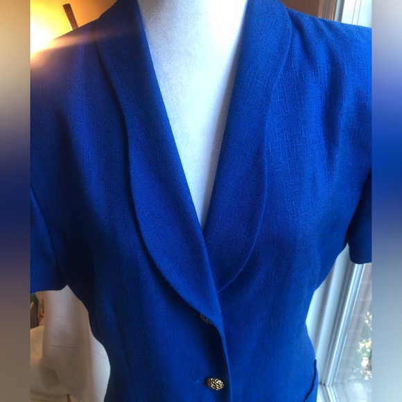 Vintage Kasper ASL Dress Size 14 Royal Blue - Picture 2 of 8